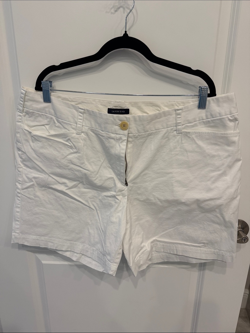 Lands' End Women's White Cotton Blend Shorts